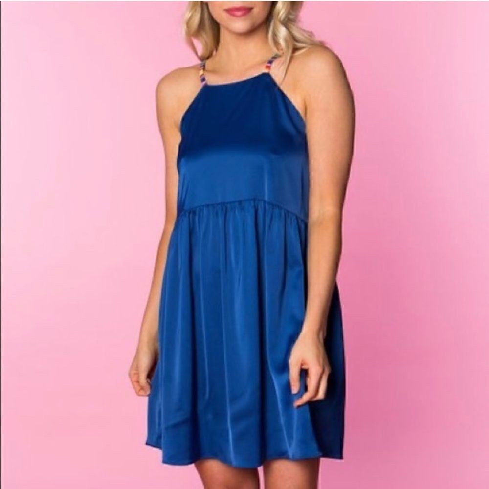 Crosby by Mollie Burch Elle Dress navy with rainbow straps
